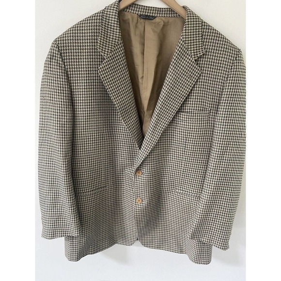 Trussini Linea Philadelphia Brown Plaid 2 Button Suit Jacket 48R